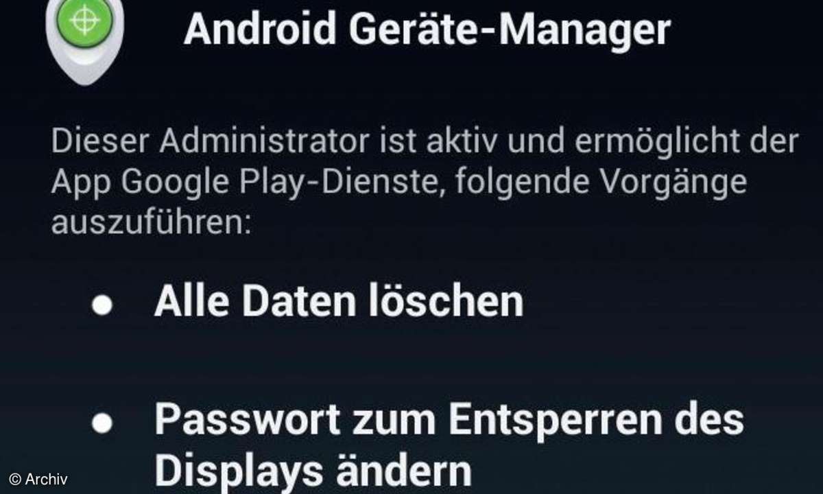 Screenshot Geräteadministration