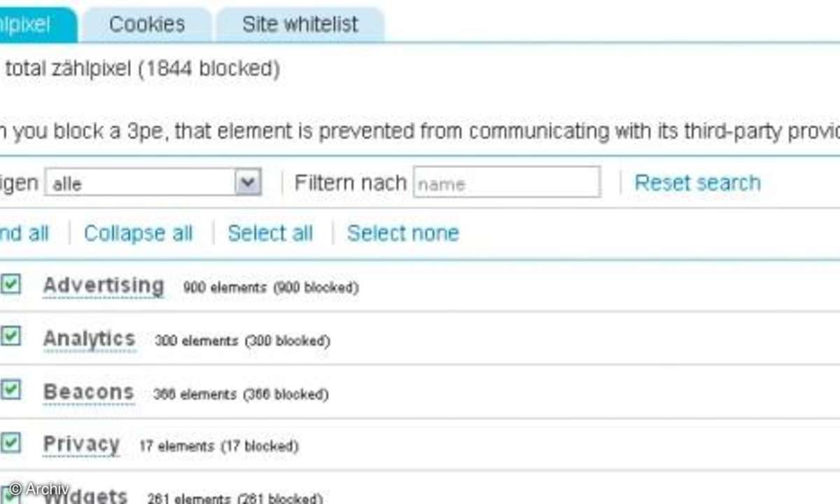Ghostery Einstellungen