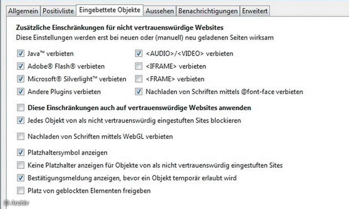 NoScript Einstellungen