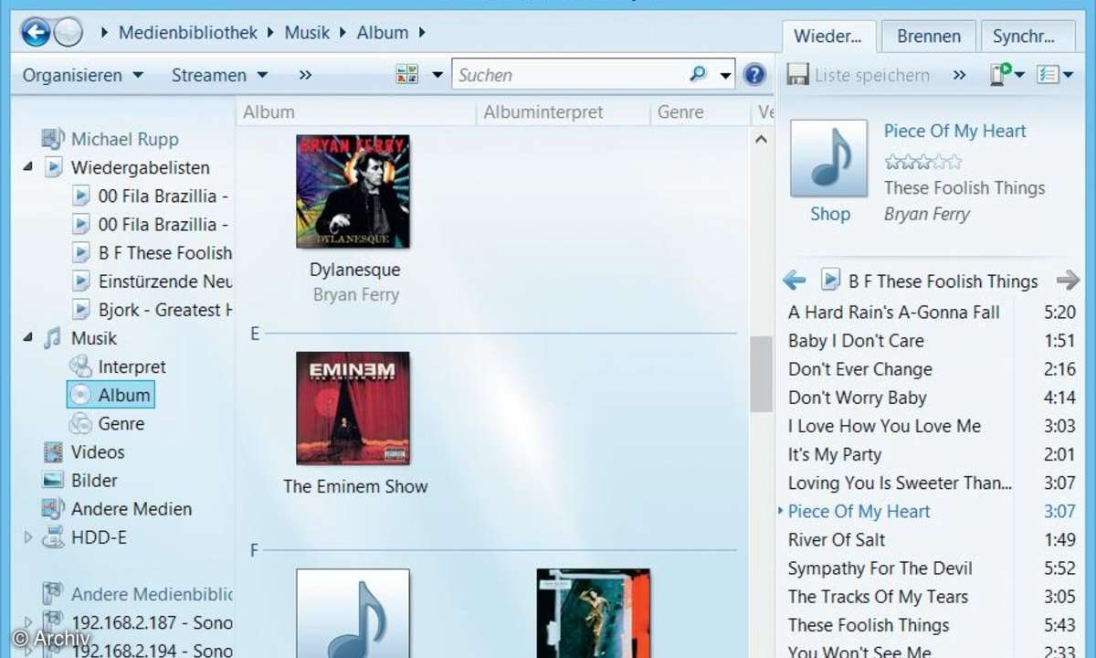 Windows Media Player Bibliothek
