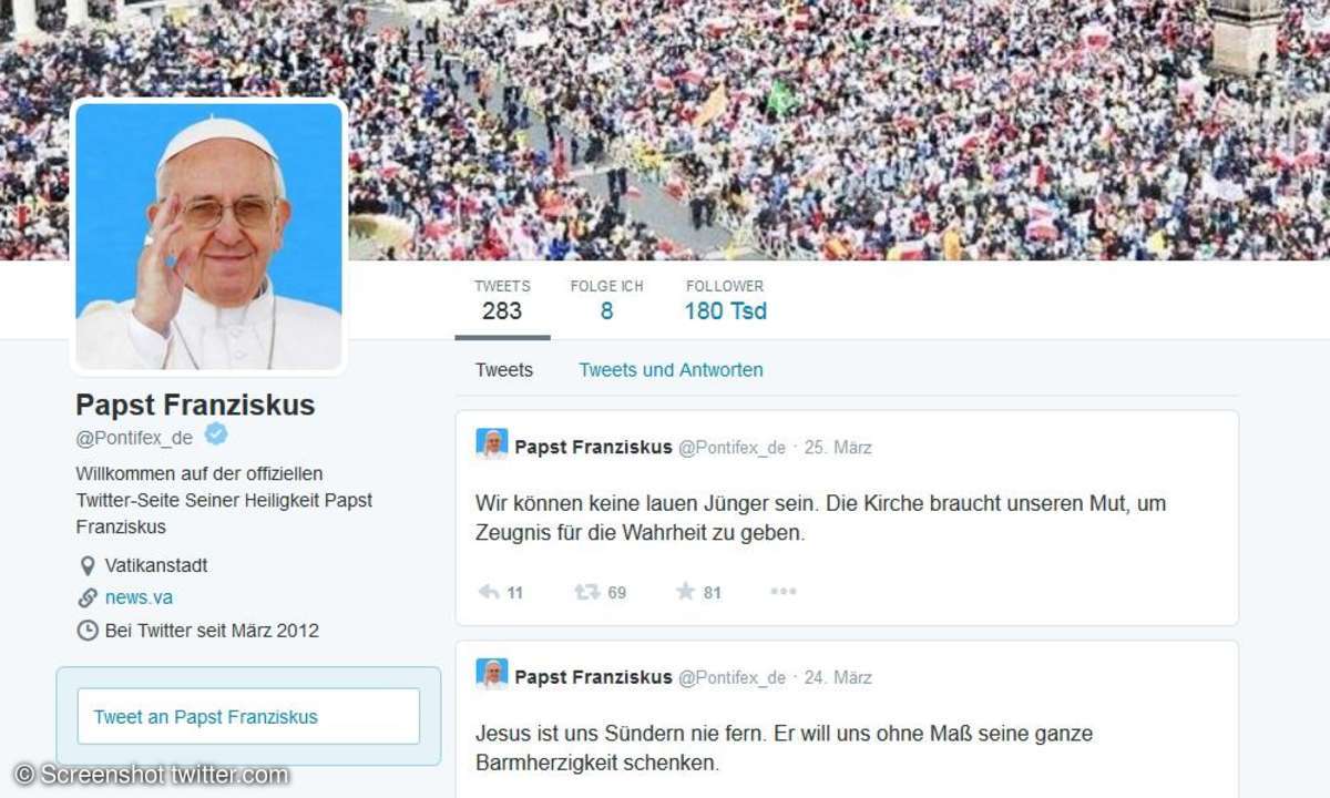 Twitter, Papst Franziskus