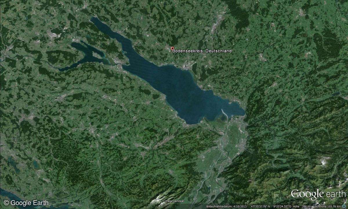 Bodenseekreis bei Google Earth