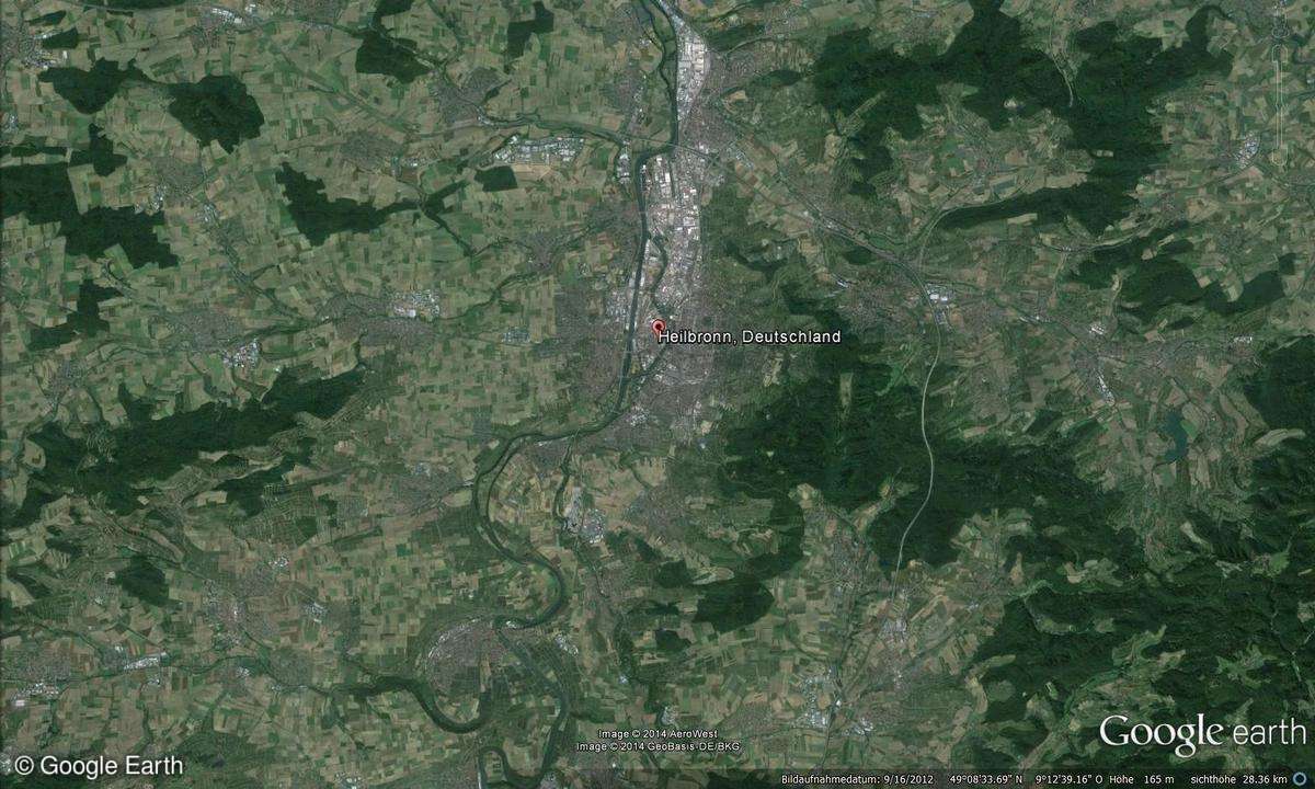 Heilbronn bei Google Earth