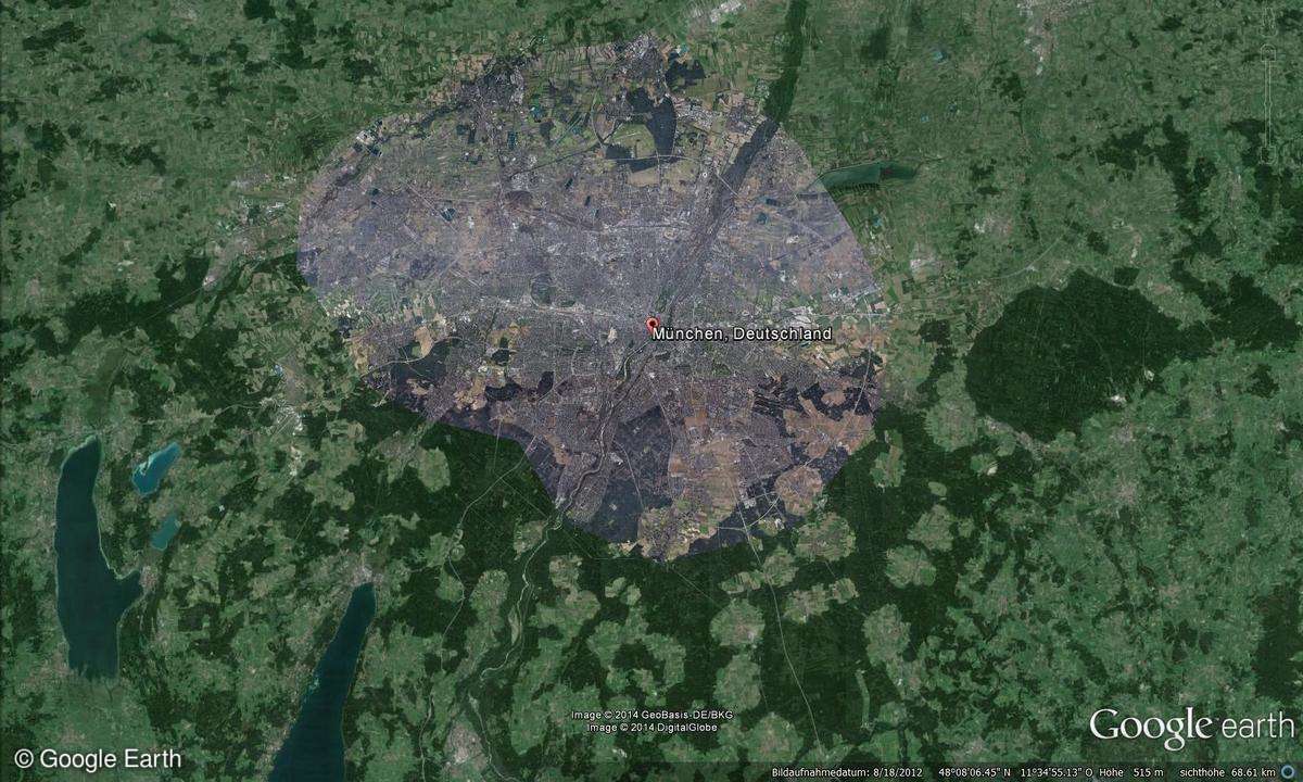 München (Stadt) bei Google Earth