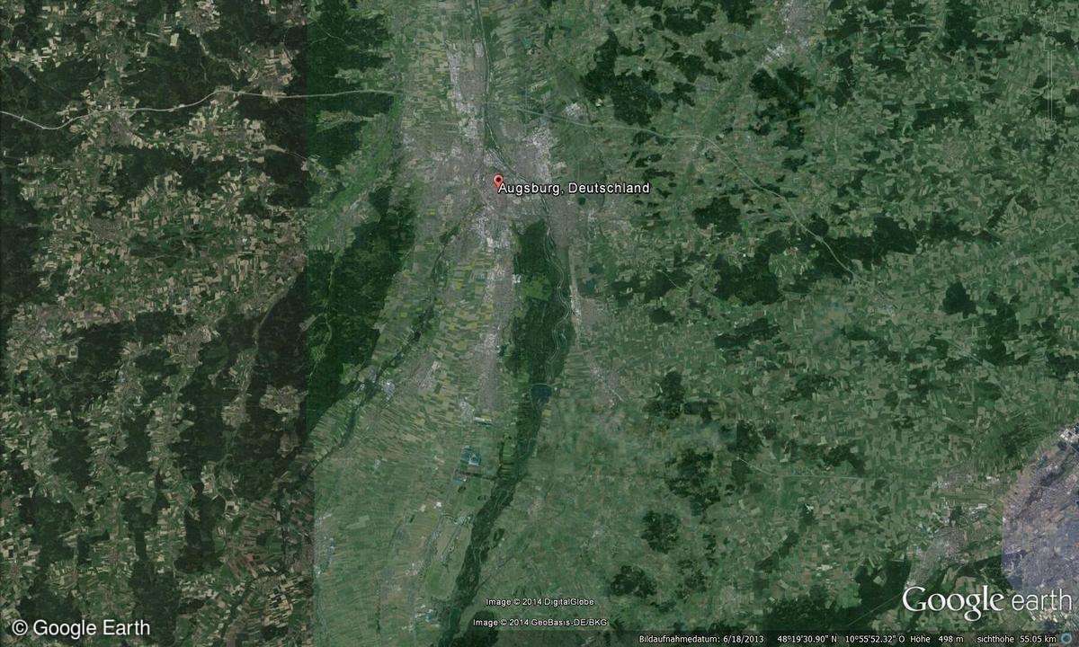 Augsburg bei Google Earth