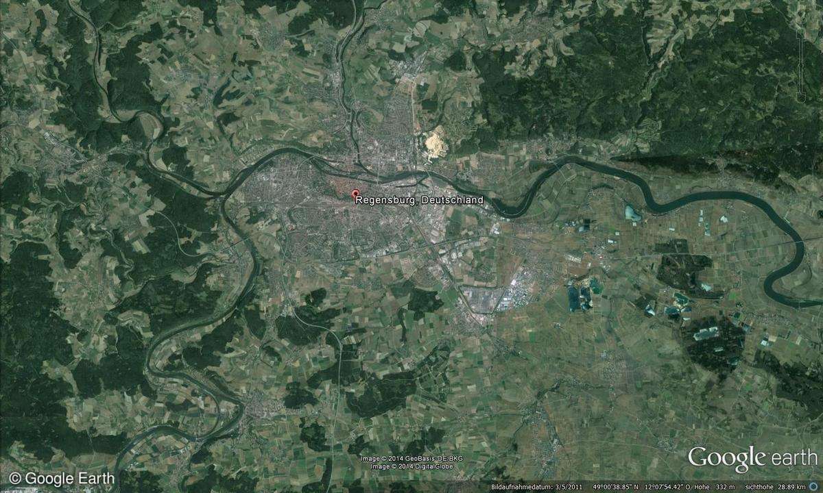 Regensburg (Stadt) bei Google Earth