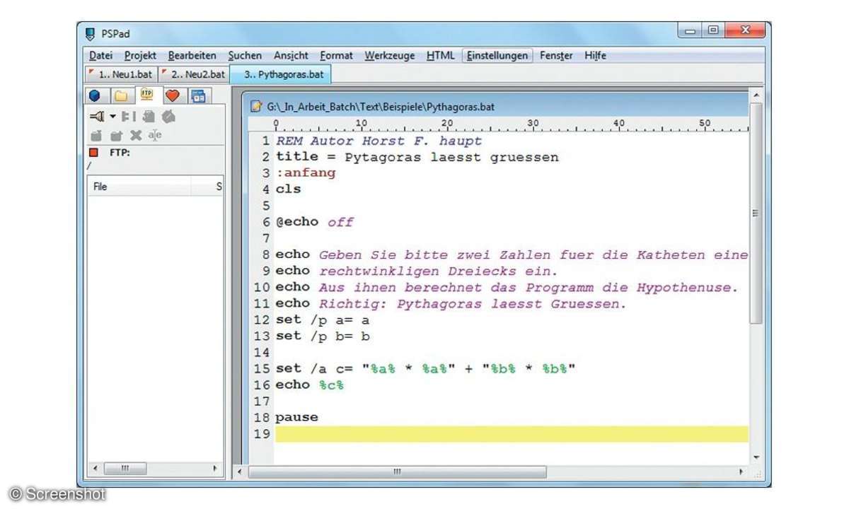 Batch -Programmierung,Daten