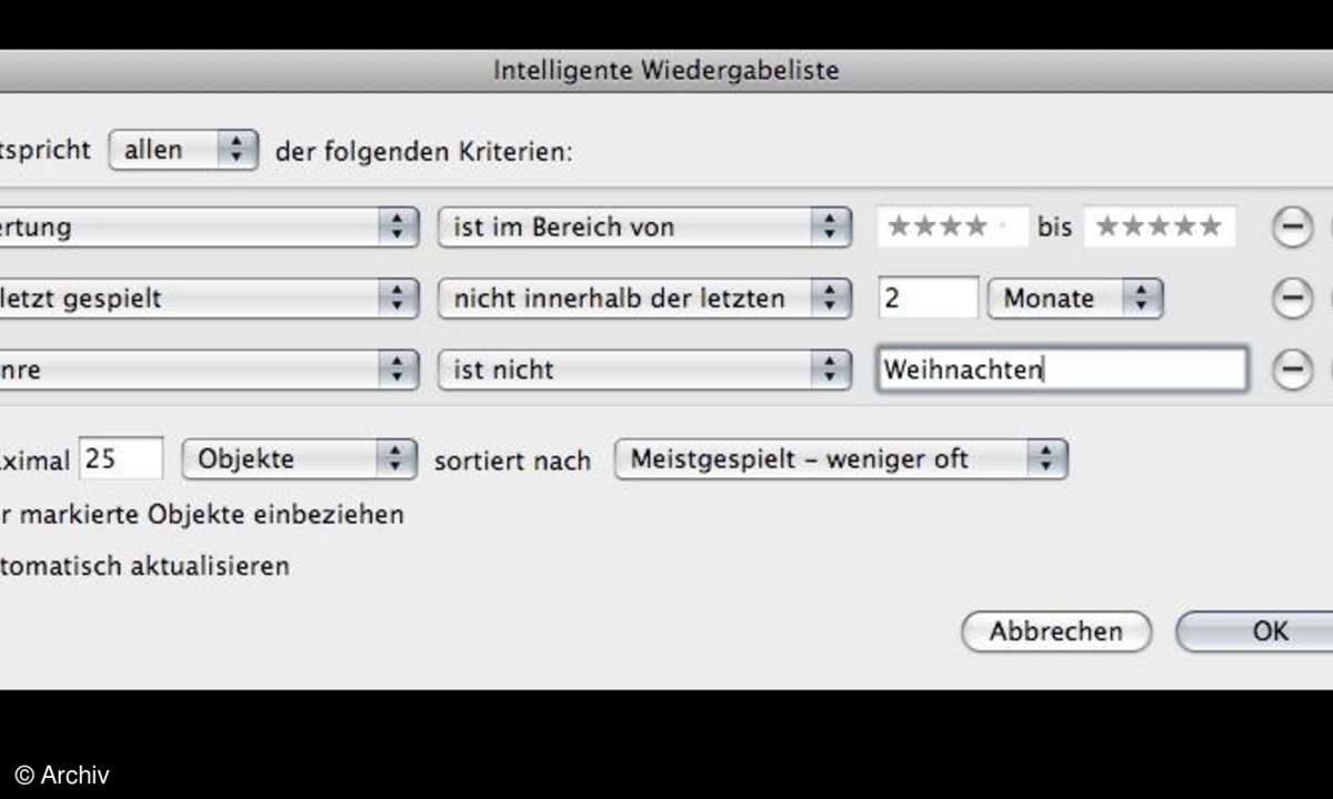 iTunes: Intelligente Wiedergabeliste