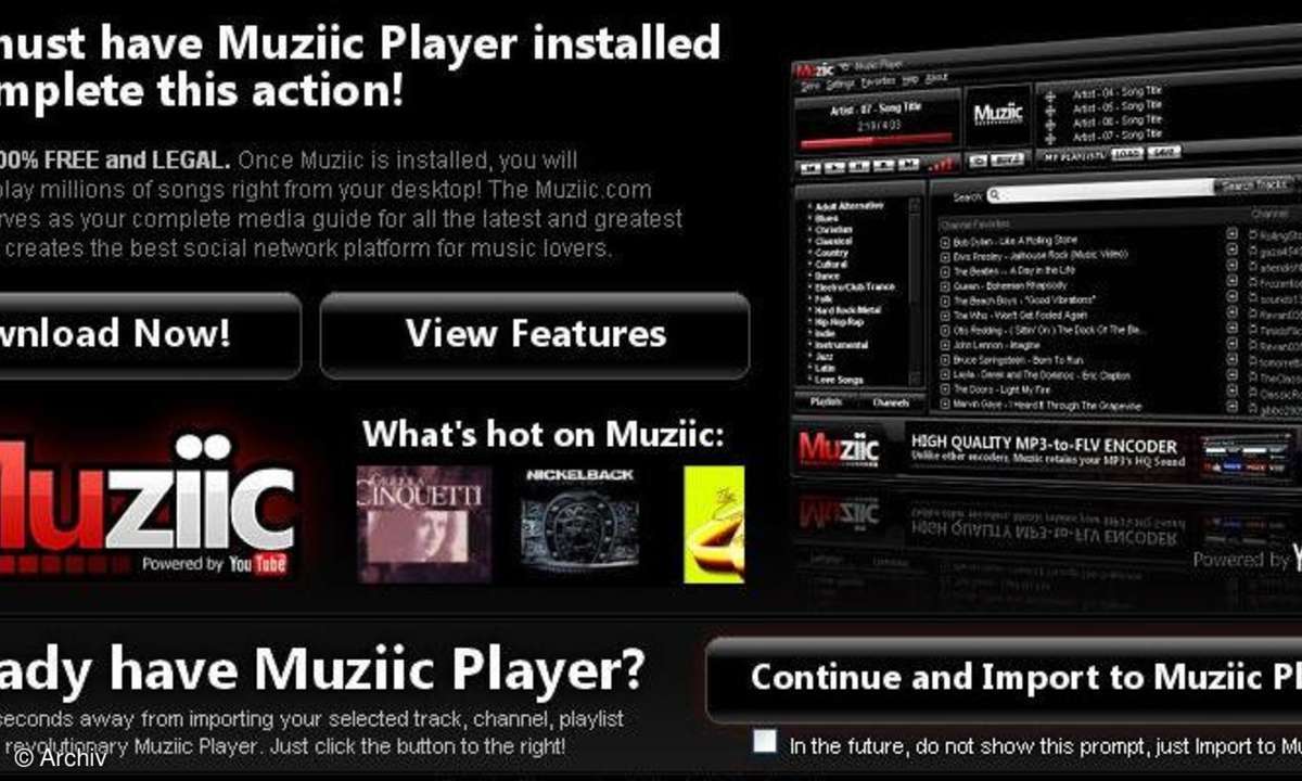 Muziic: Import-Funktion
