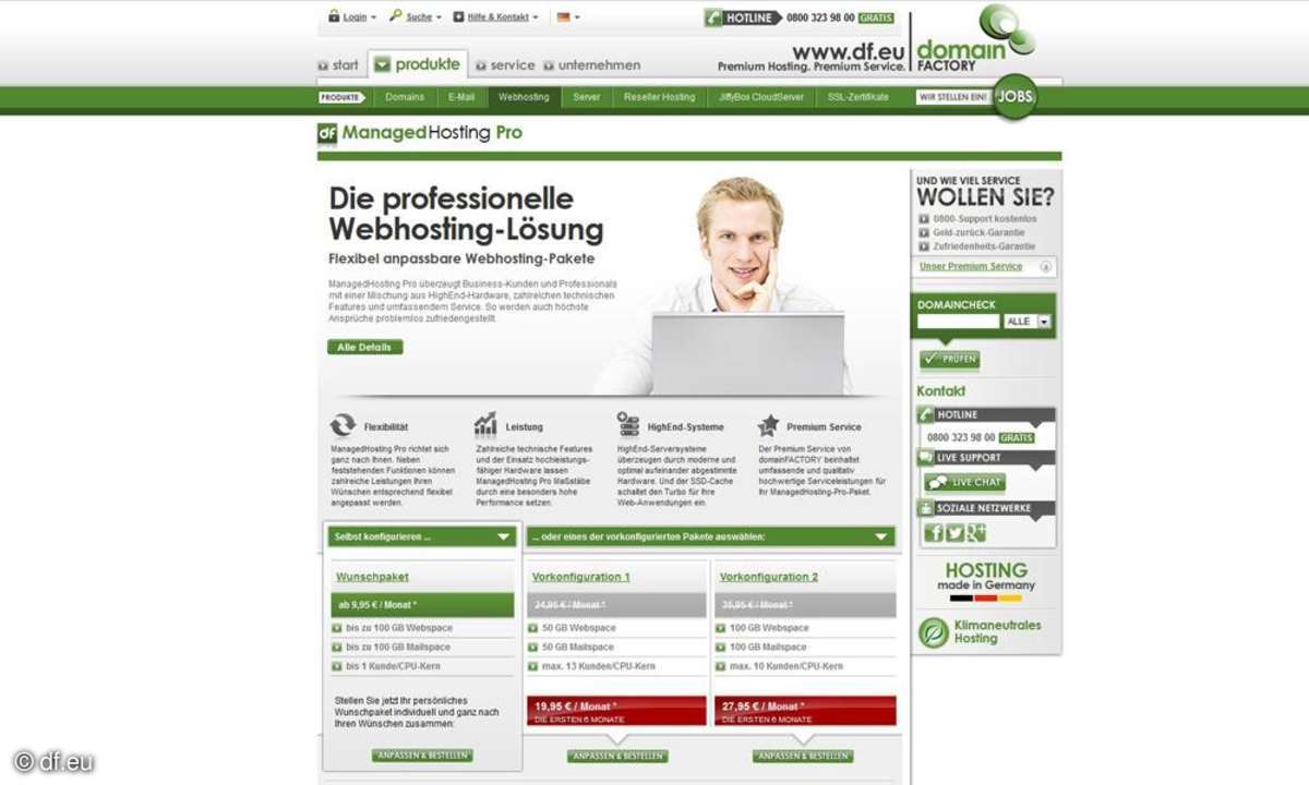 Webhosting Managed Hosting Pro von domainfactory