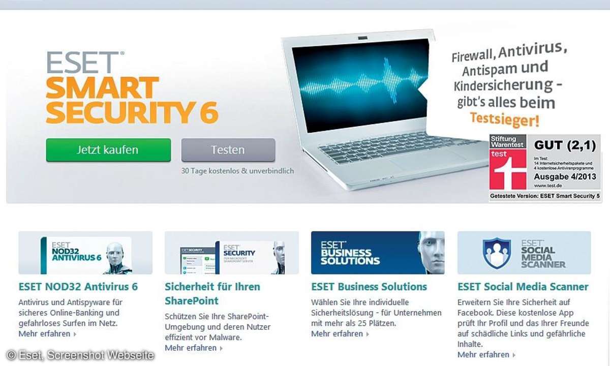 Screenshot Eset Homepage