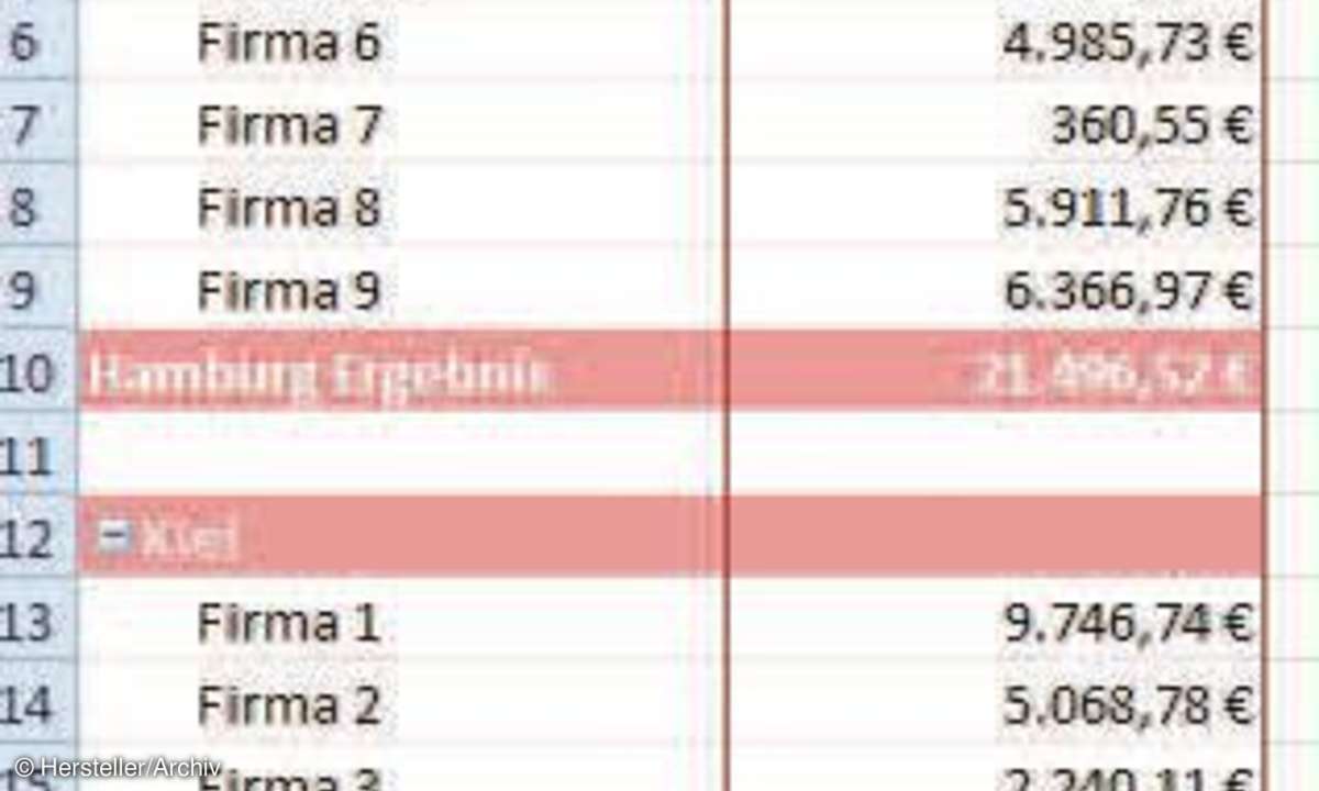 software, tabelle, pivot