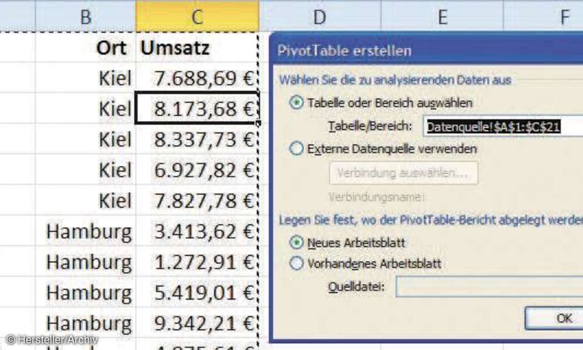 software, tabelle, pivot