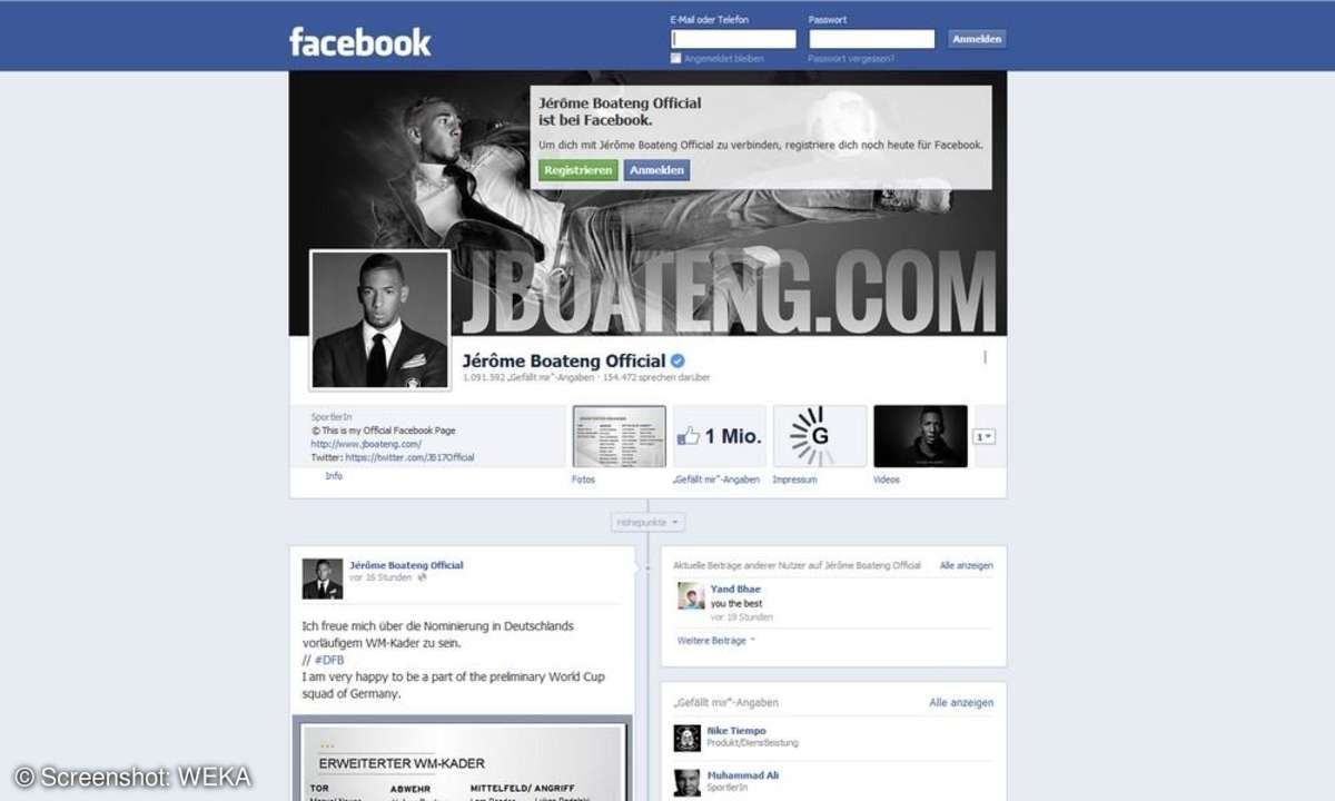 Jerome Boateng auf Facebook