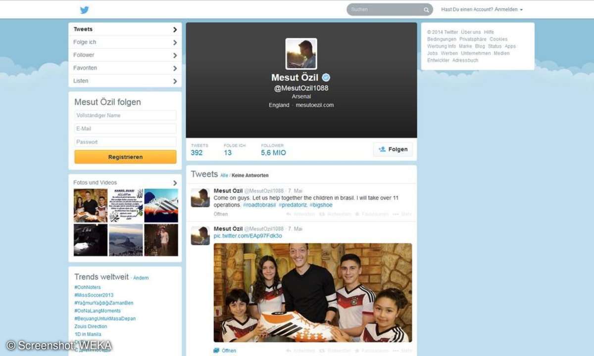 Mesut Özil auf Twitter