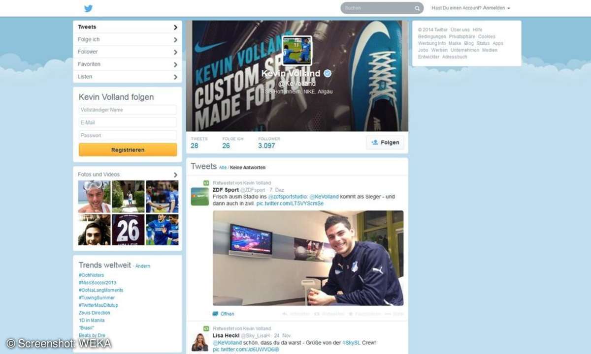 Kevin Volland auf Twitter