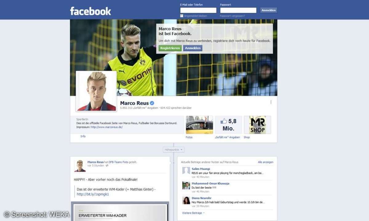 Marco Reus auf Facebook