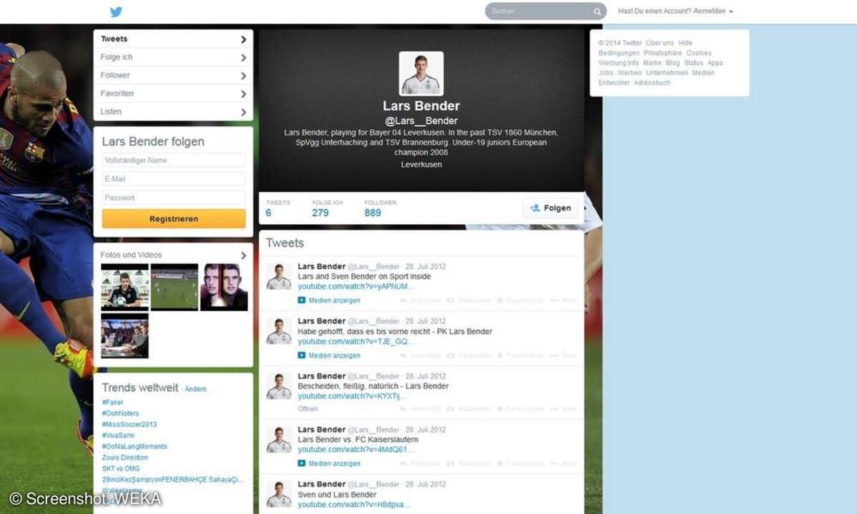 Lars Bender auf Twitter