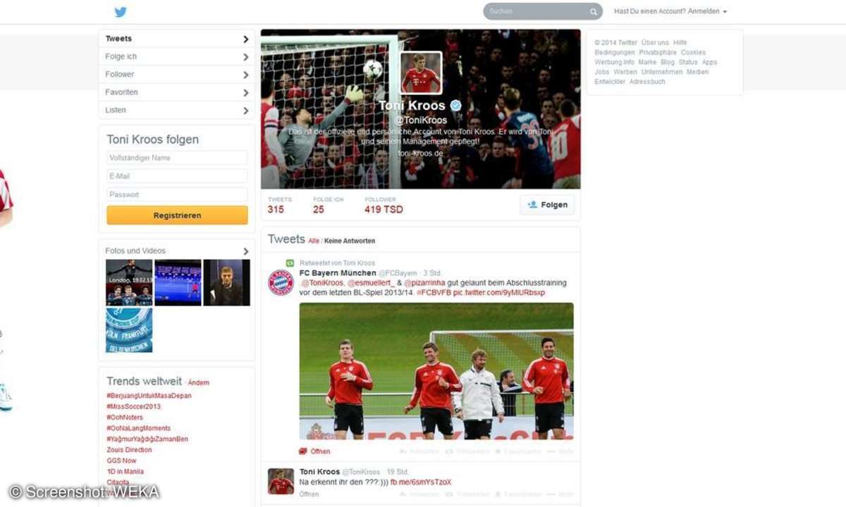 Toni Kroos auf Twitter