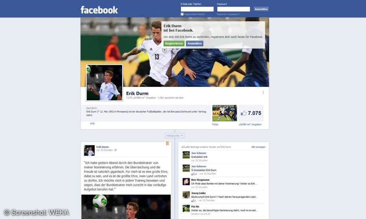 Erik Durm auf Facebook