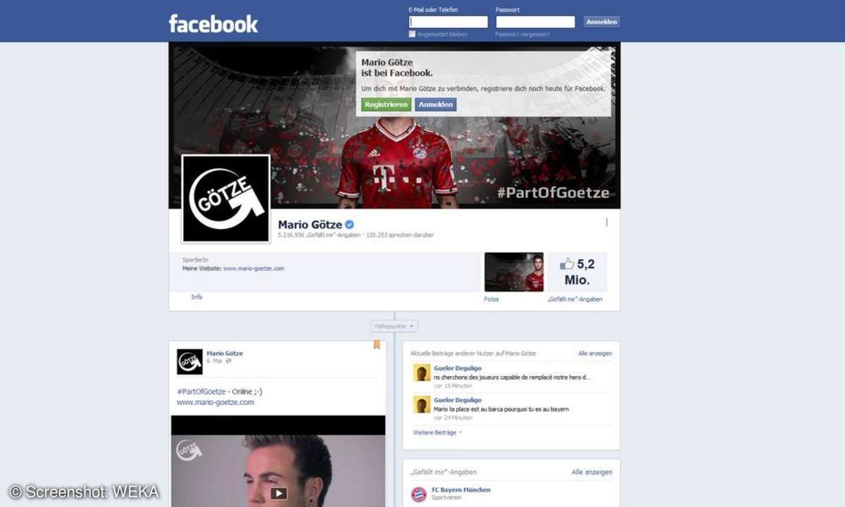 Mario Götze auf Facebook