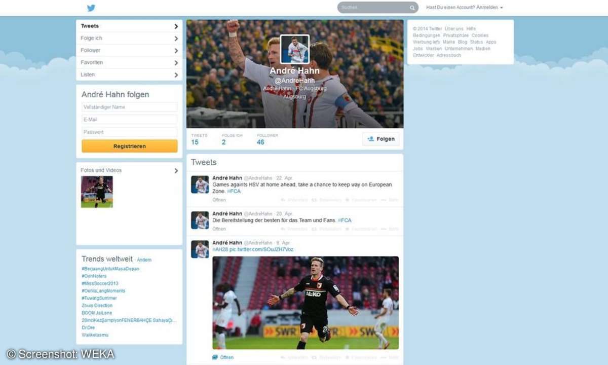 Andre Hahn auf Twitter