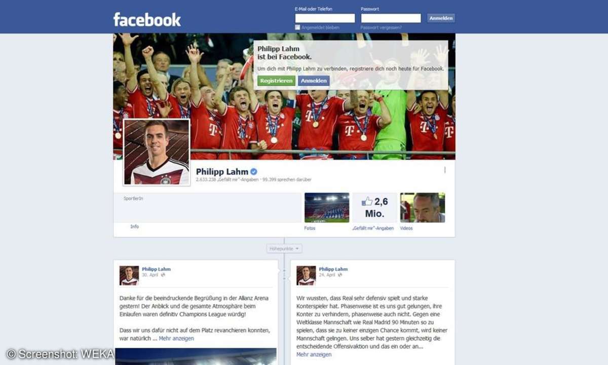 Philipp Lahm auf Facebook