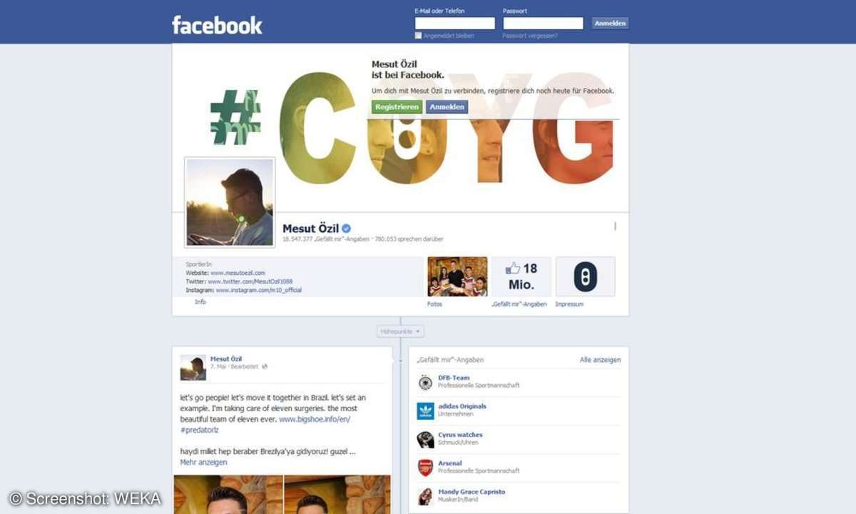 Mesut Özil auf Facebook