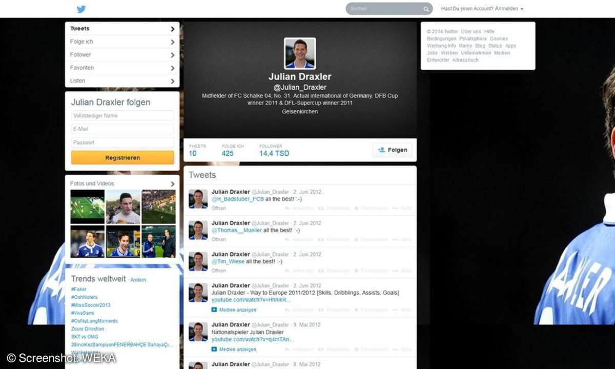 Julian Draxler auf Twitter