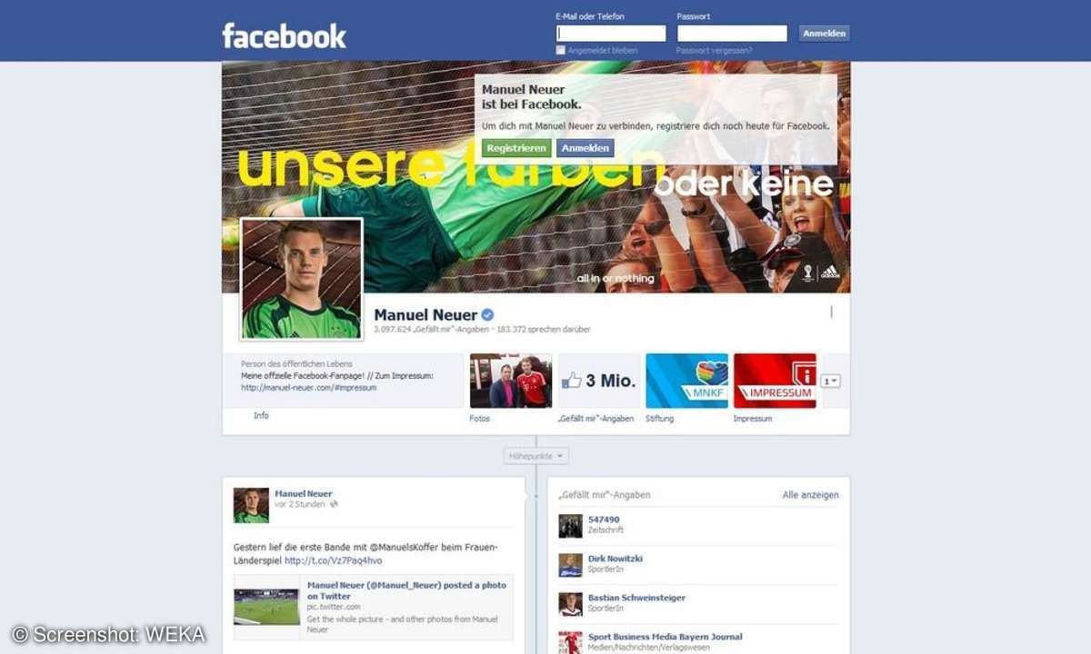Manuel Neuer auf Facebook
