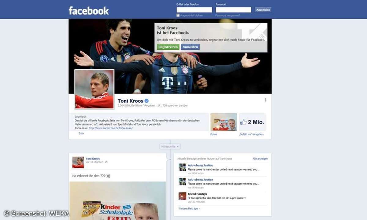 Toni Kroos auf Facebook