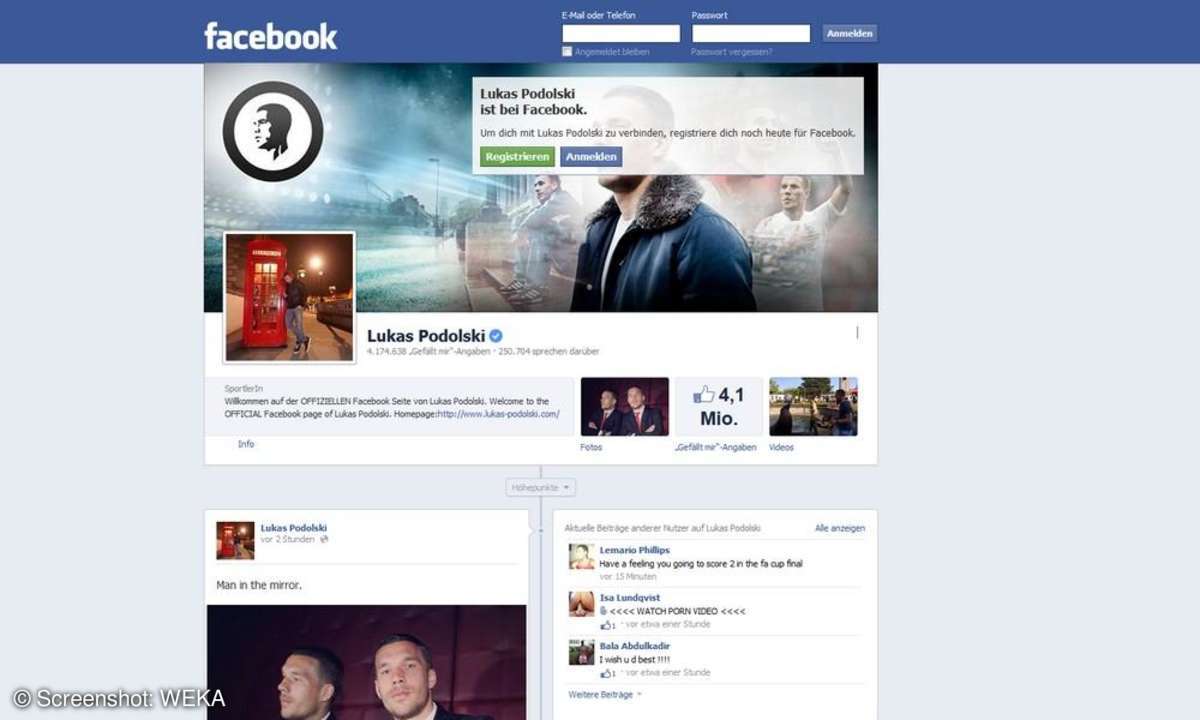 Lukas Podolski auf Facebook