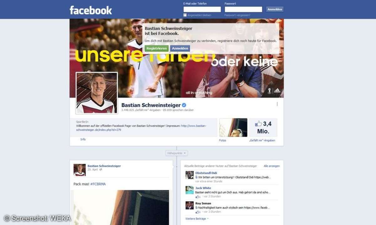 Bastian Schweinsteiger auf Facebook