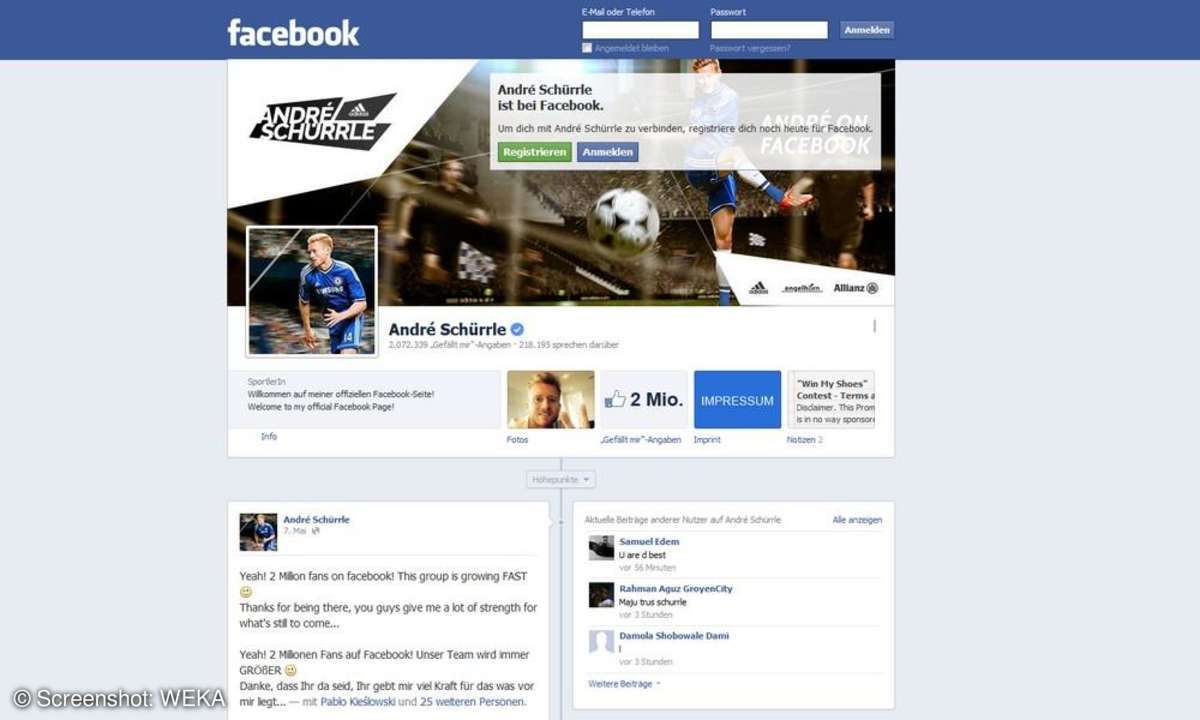 Andre Schürrle auf Facebook