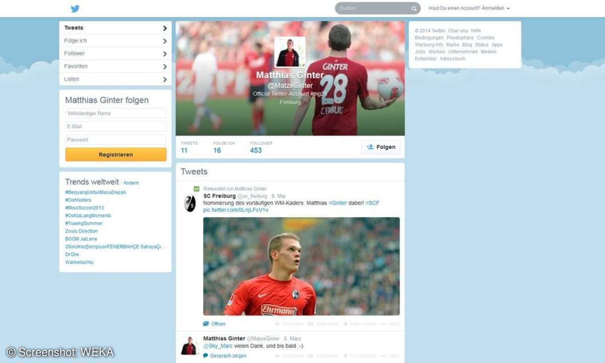 Matthias Ginter auf Twitter