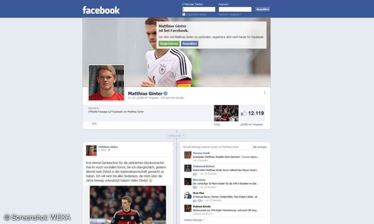 Matthias Ginter auf Facebook