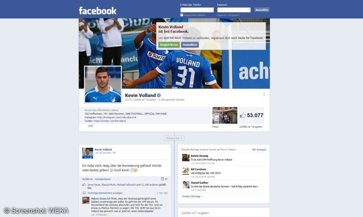 Kevin Volland auf Facebook