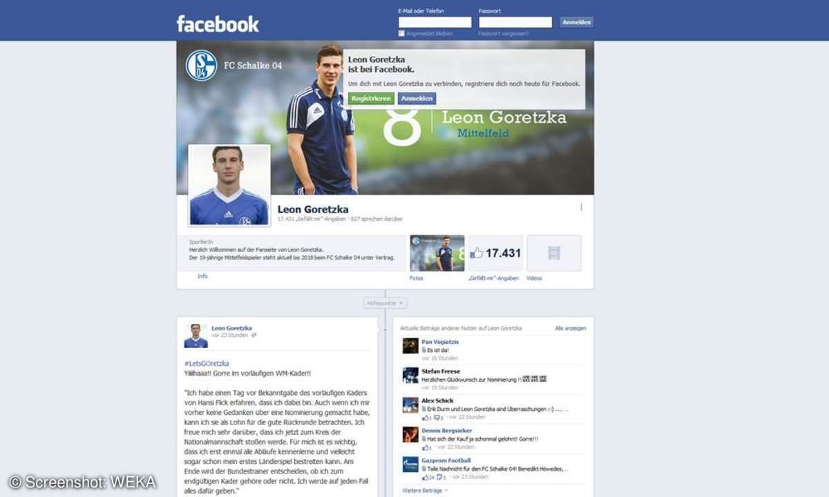 Leon Goretzka auf Facebook