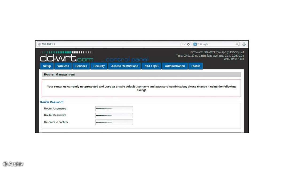Router, Firmware, DD-WRT-Oberfläche