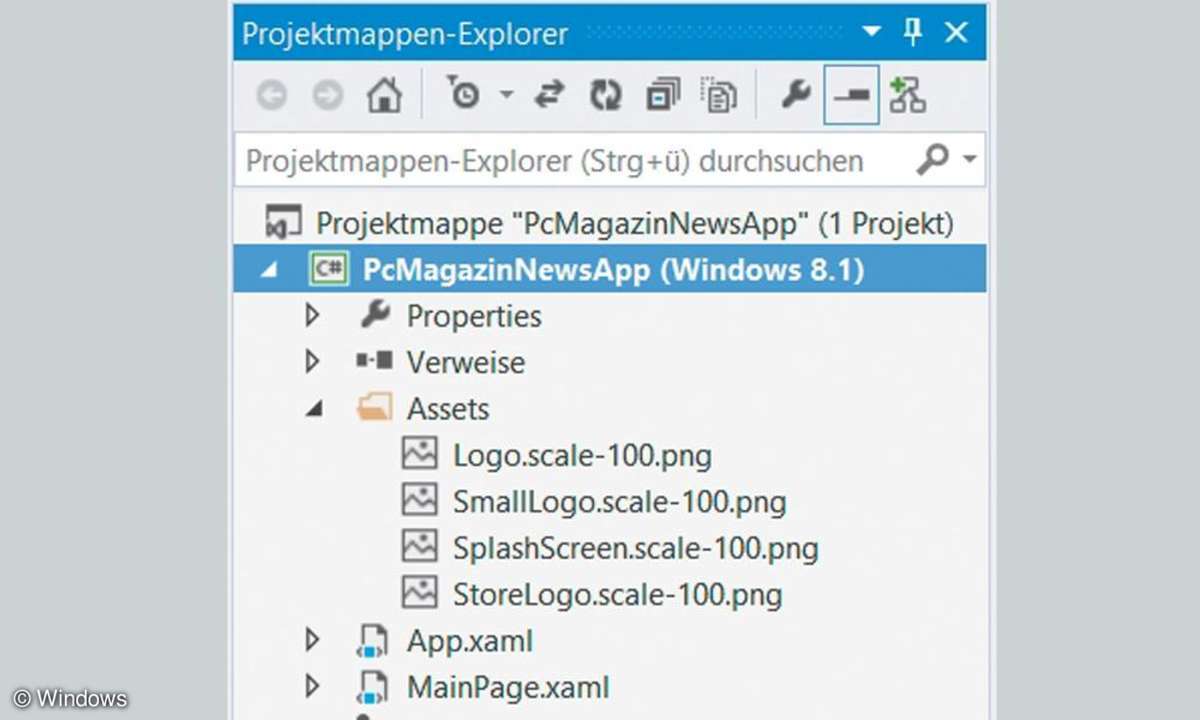 angelegte Projektstruktur