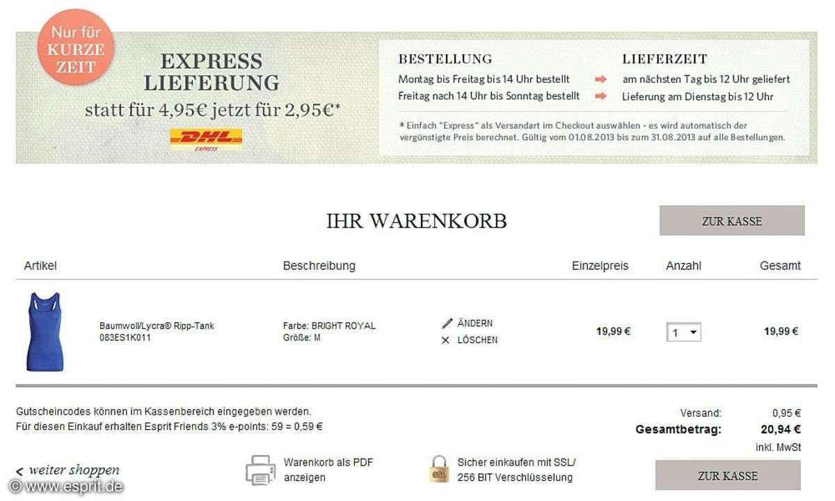 Esprit: Warenkorb