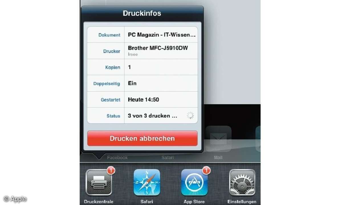 Apple AirPrint Druckinfos