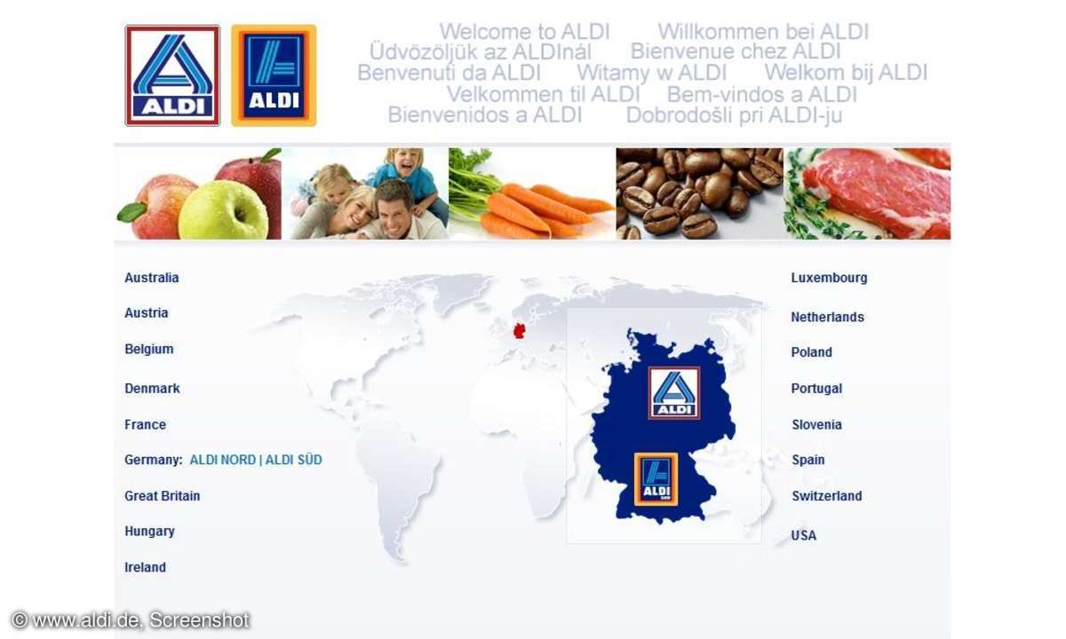 Webseite des Aldi-Konzerns