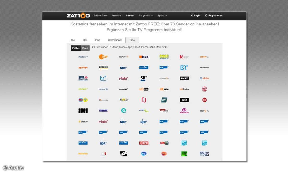 Screenshot Zattoo Programmübersicht