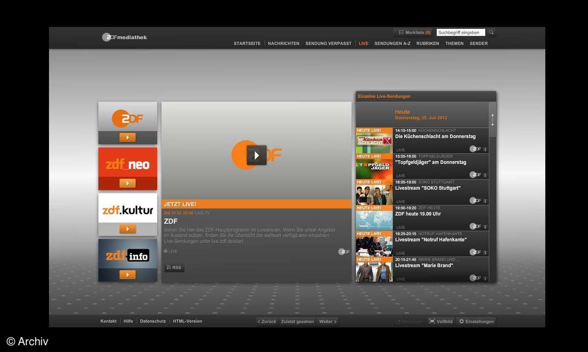 Screenshot ZDF Mediathek
