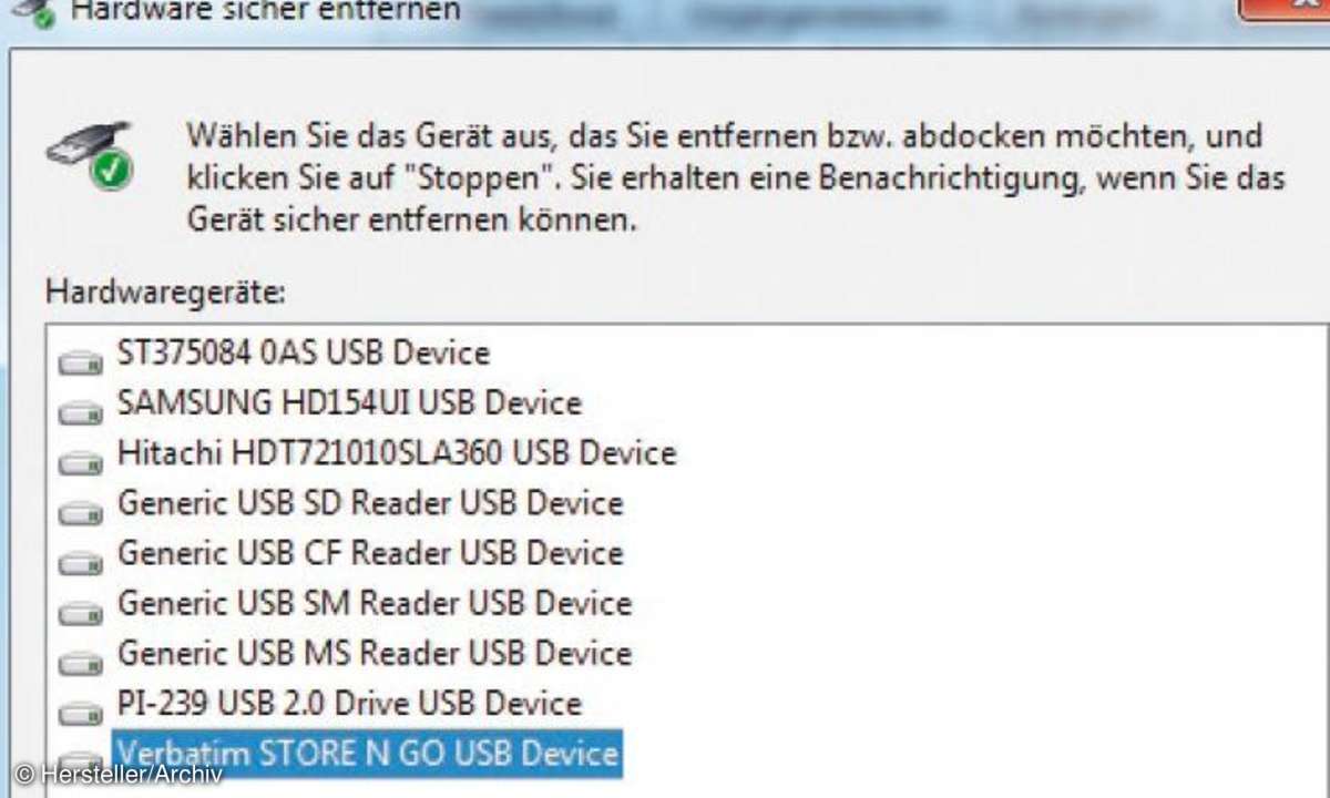 USB-Speichergeräten, entfernen, windows
