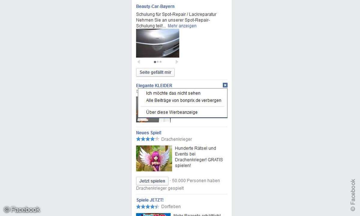 Anzeigen in Facebook abbestellen