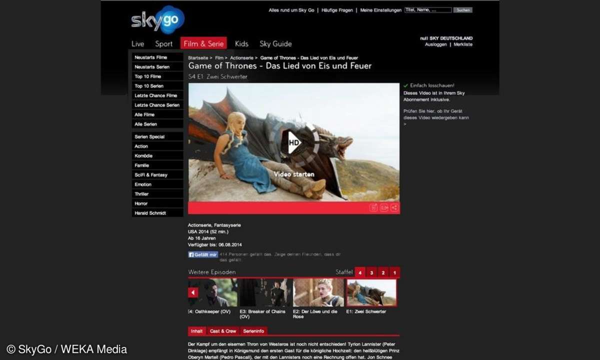 Screenshot Bingewatching SkyGo