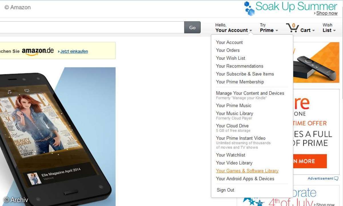 Amazon Digital Games Store Schritt 4 - Spiele-Key