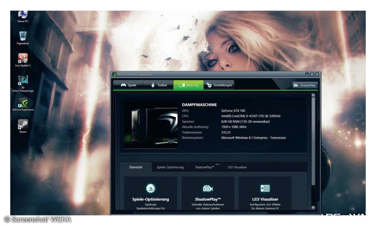 Der Intel Core i3-4330 ist schnell genug, um die GeForce-GXT- 760-Grafikkarte nicht auszubremsen.